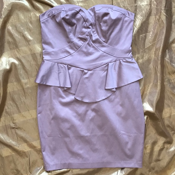 NEW! ASOS Champagne/Blush Peplum Strapless Dress - Picture 1 of 5